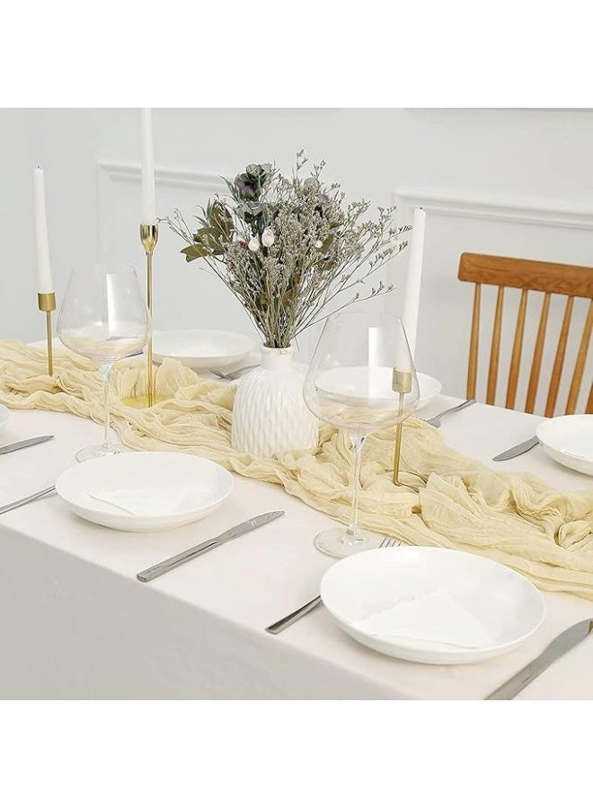 DUNISO 2 قطع مفرش طاولة من قماش الجبن، 90 × 400 سم ديكور طاولة بوهيمي، مفرش طاولة شفاف لتزيين حفلات الزفاف وحفلات الاستحمام، مركز طاولة للديكور - Image 3